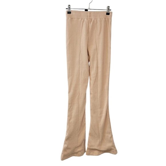 Bo+Tee Womens Ribbed Wide Leg Pull On Pants, Thick, Lined, Cream Pink,Size Small - Picture 2 of 8